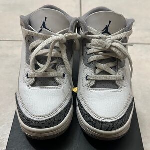 Jordan 3 Retro Kids White and Midnight Navy Sneakers